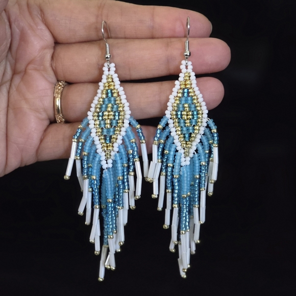 Hand Crafted Jewelry - Sri Boho Fringe Beaded Earrings Handmade Jewelry Boheme
